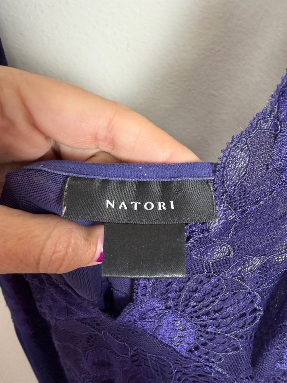 Natori Purple Lace Maxi Nightgown Size Large Evening Loungewear - Picture 2 of 5